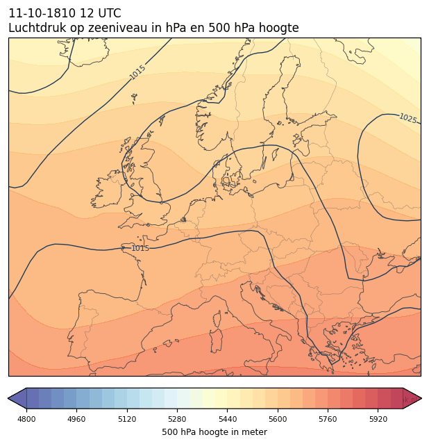 Weerkaart van 11 oktober 1810 om 12 UTC