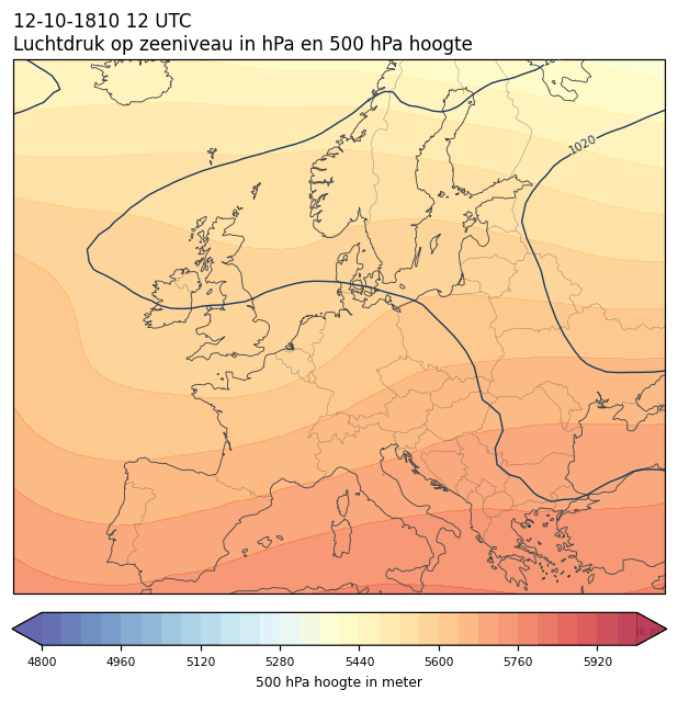 Weerkaart van 12 oktober 1810 om 12 UTC