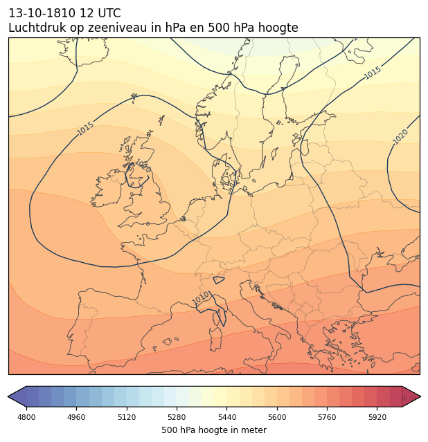 Weerkaart van 13 oktober 1810 om 12 UTC