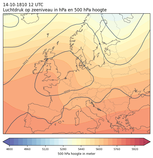 Weerkaart van 14 oktober 1810 om 12 UTC
