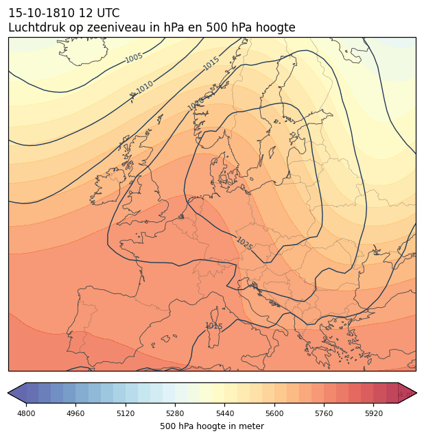 Weerkaart van 15 oktober 1810 om 12 UTC
