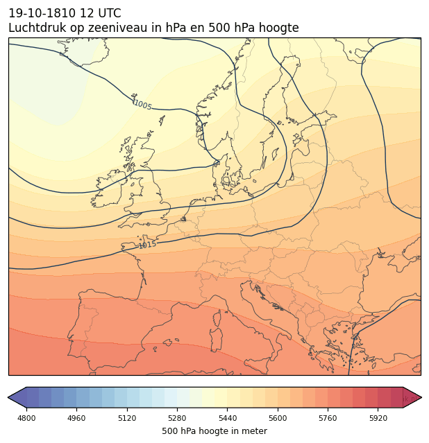 Weerkaart van 19 oktober 1810 om 12 UTC