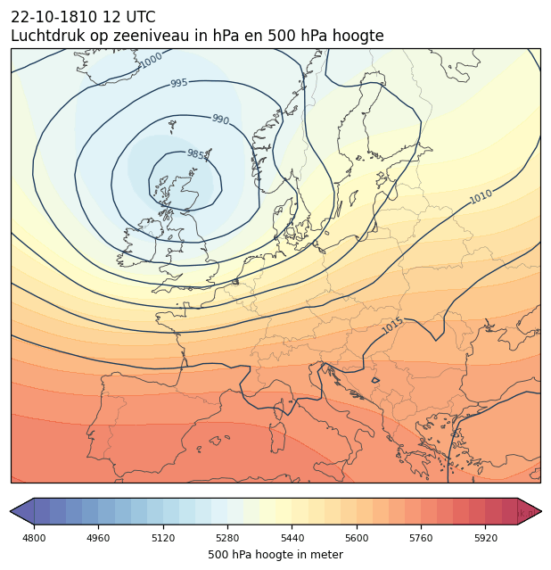 Weerkaart van 22 oktober 1810 om 12 UTC