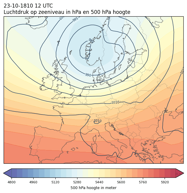 Weerkaart van 23 oktober 1810 om 12 UTC