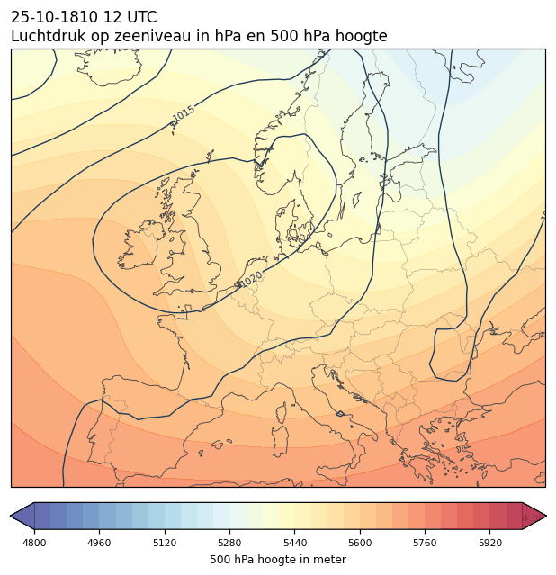 Weerkaart van 25 oktober 1810 om 12 UTC