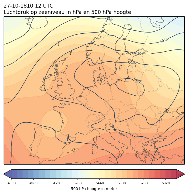 Weerkaart van 27 oktober 1810 om 12 UTC
