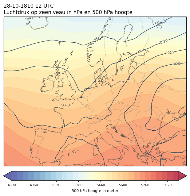Weerkaart van 28 oktober 1810 om 12 UTC