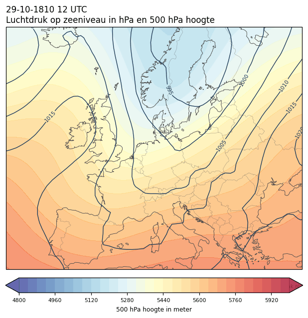Weerkaart van 29 oktober 1810 om 12 UTC