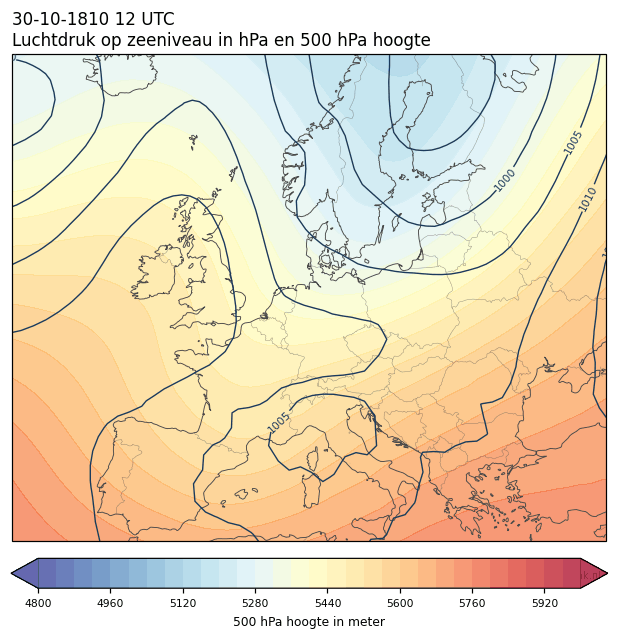 Weerkaart van 30 oktober 1810 om 12 UTC
