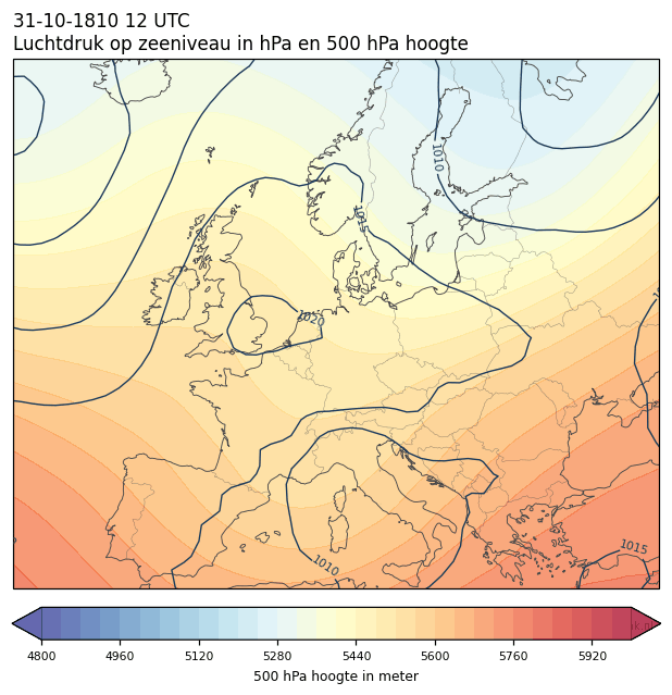 Weerkaart van 31 oktober 1810 om 12 UTC