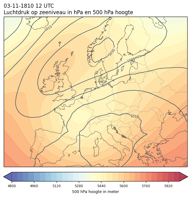 Weerkaart van 3 november 1810 om 12 UTC