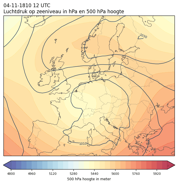 Weerkaart van 4 november 1810 om 12 UTC