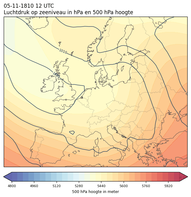 Weerkaart van 5 november 1810 om 12 UTC