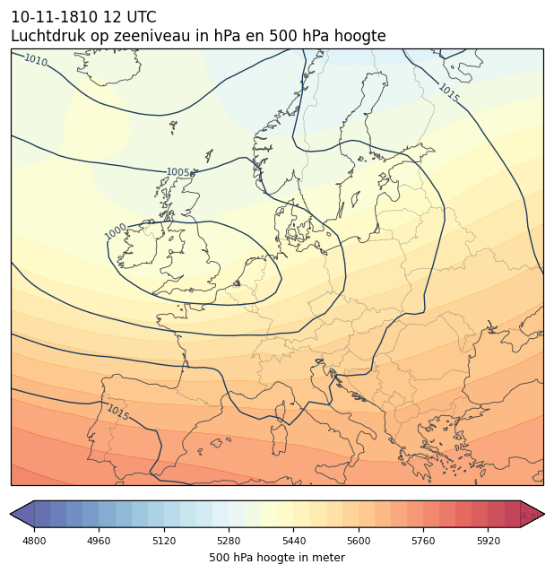 Weerkaart van 10 november 1810 om 12 UTC