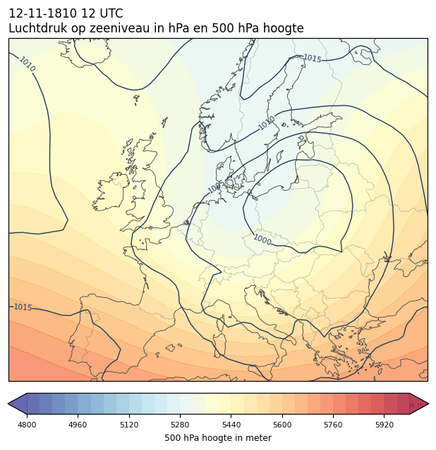 Weerkaart van 12 november 1810 om 12 UTC