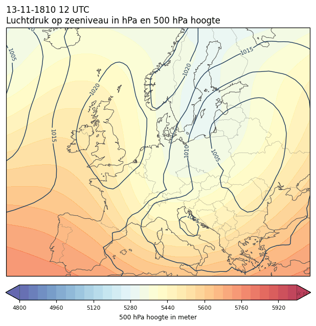 Weerkaart van 13 november 1810 om 12 UTC