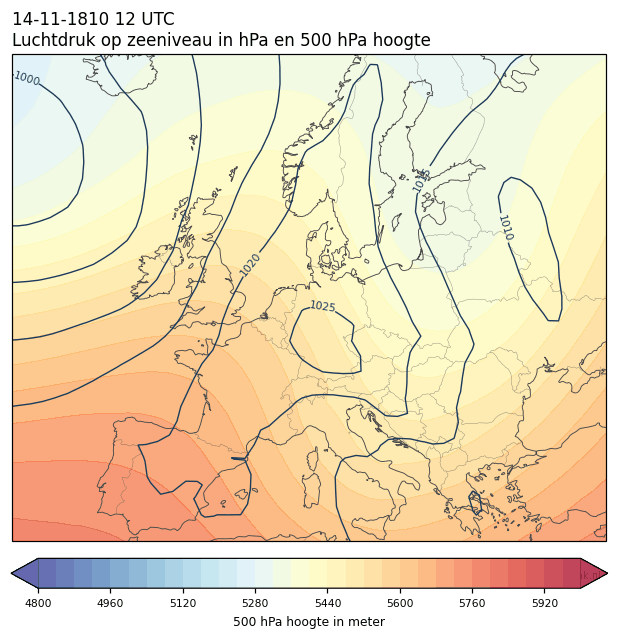 Weerkaart van 14 november 1810 om 12 UTC