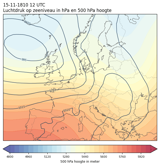 Weerkaart van 15 november 1810 om 12 UTC