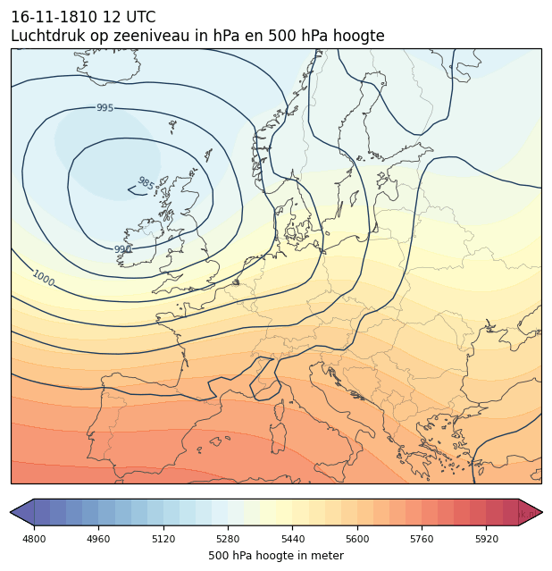 Weerkaart van 16 november 1810 om 12 UTC