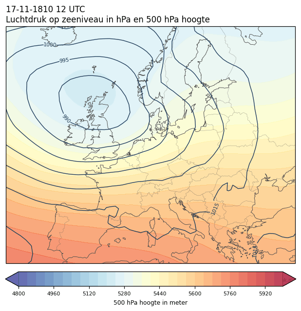 Weerkaart van 17 november 1810 om 12 UTC