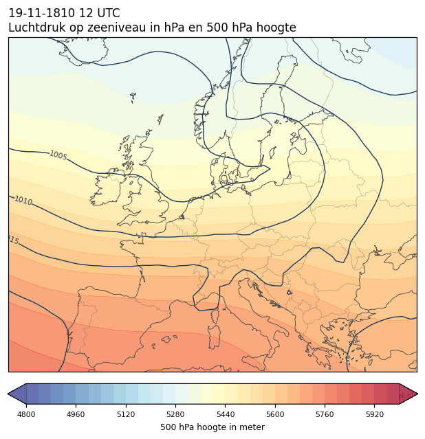 Weerkaart van 19 november 1810 om 12 UTC