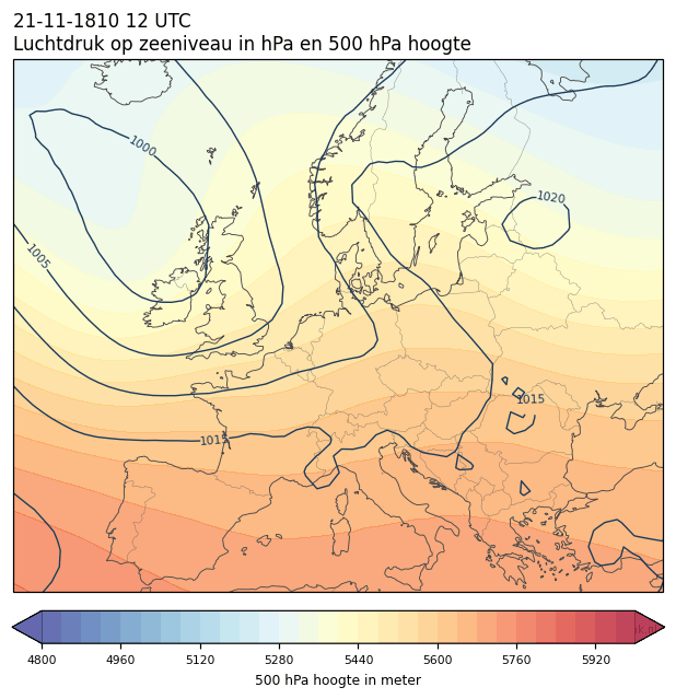 Weerkaart van 21 november 1810 om 12 UTC