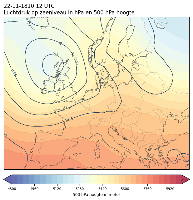 Weerkaart van 22 november 1810 om 12 UTC