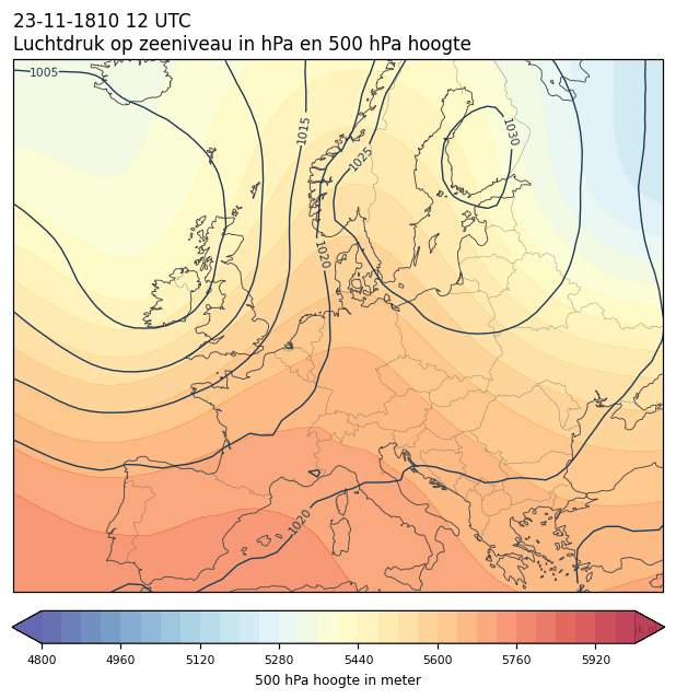 Weerkaart van 23 november 1810 om 12 UTC