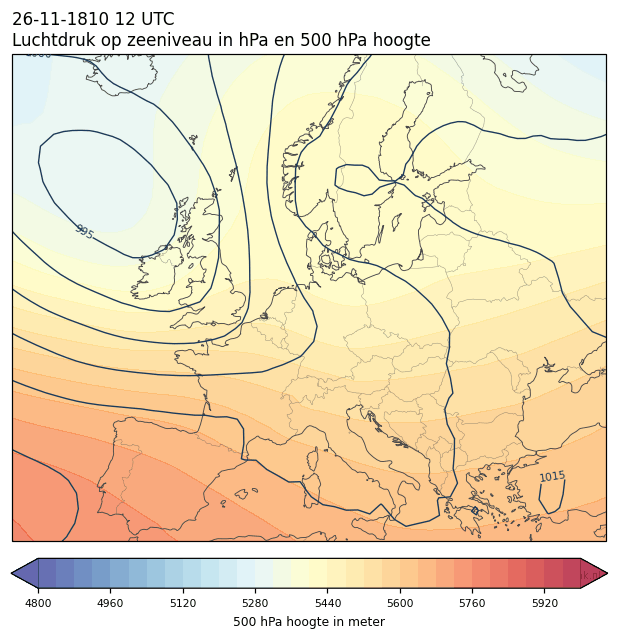 Weerkaart van 26 november 1810 om 12 UTC
