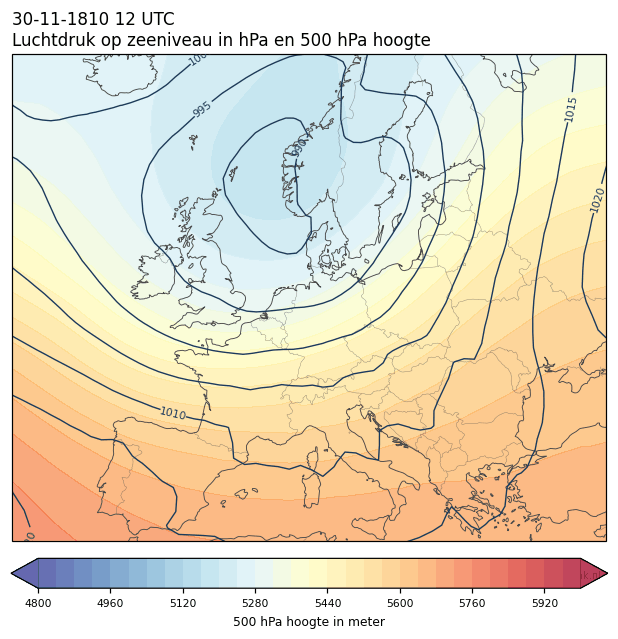 Weerkaart van 30 november 1810 om 12 UTC