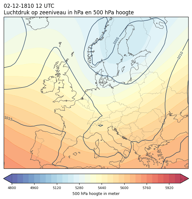 Weerkaart van 2 december 1810 om 12 UTC