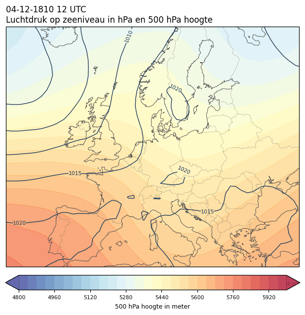Weerkaart van 4 december 1810 om 12 UTC