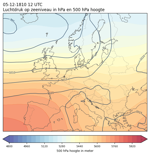Weerkaart van 5 december 1810 om 12 UTC