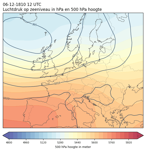 Weerkaart van 6 december 1810 om 12 UTC