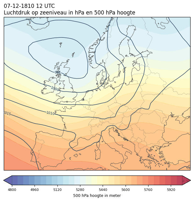 Weerkaart van 7 december 1810 om 12 UTC