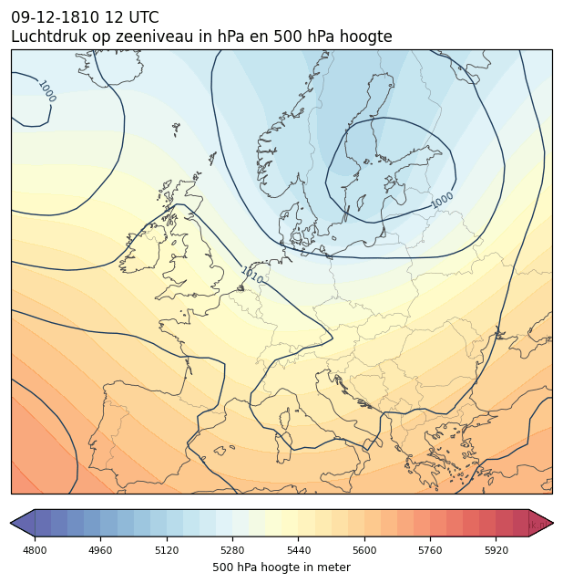 Weerkaart van 9 december 1810 om 12 UTC