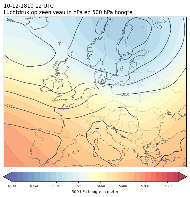 Weerkaart van 10 december 1810 om 12 UTC