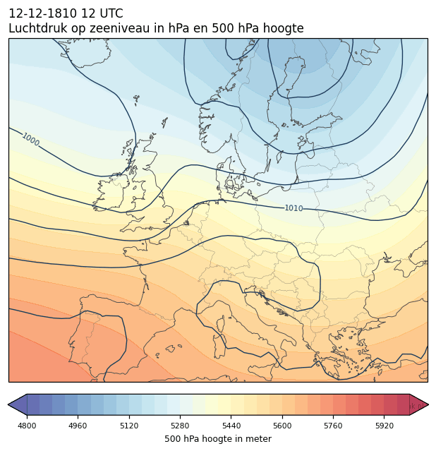 Weerkaart van 12 december 1810 om 12 UTC