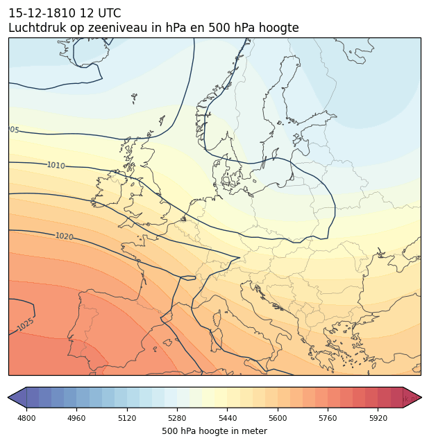 Weerkaart van 15 december 1810 om 12 UTC