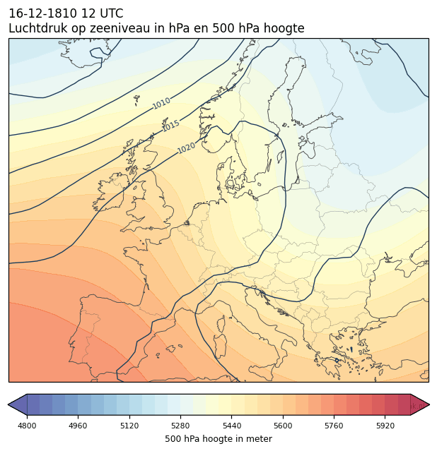 Weerkaart van 16 december 1810 om 12 UTC