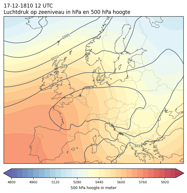 Weerkaart van 17 december 1810 om 12 UTC
