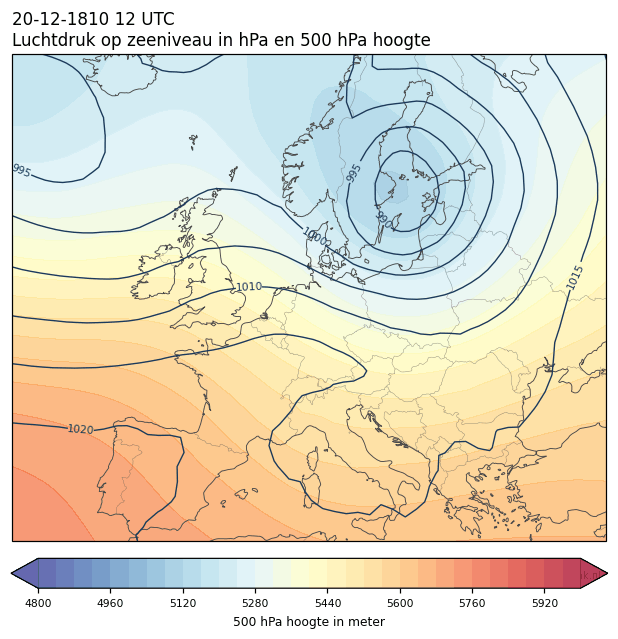 Weerkaart van 20 december 1810 om 12 UTC