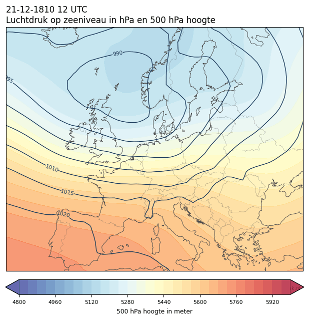Weerkaart van 21 december 1810 om 12 UTC