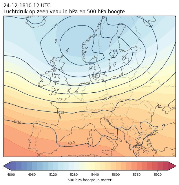 Weerkaart van 24 december 1810 om 12 UTC