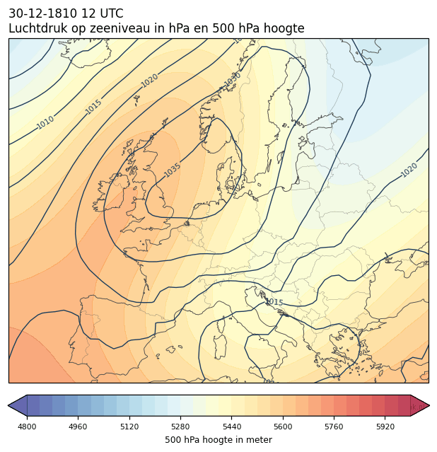 Weerkaart van 30 december 1810 om 12 UTC