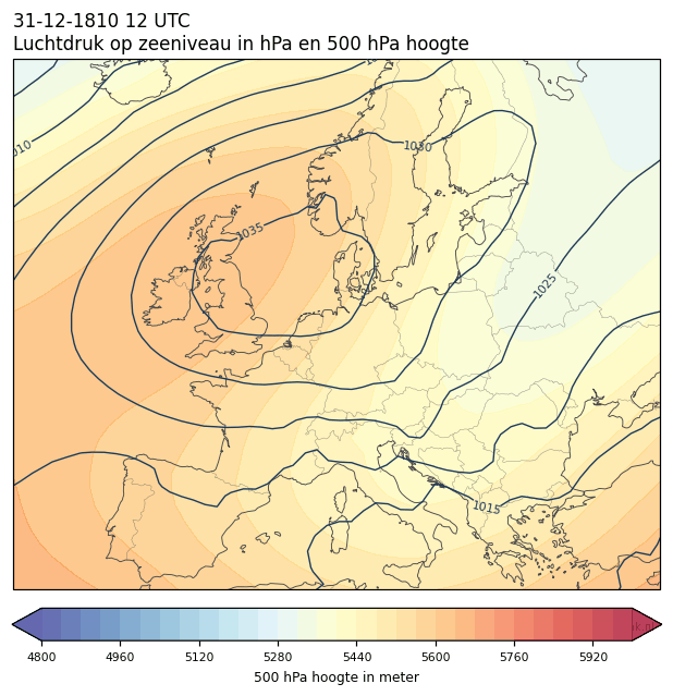 Weerkaart van 31 december 1810 om 12 UTC