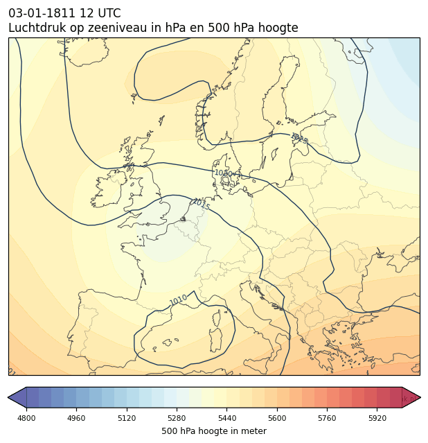 Weerkaart van 3 januari 1811 om 12 UTC