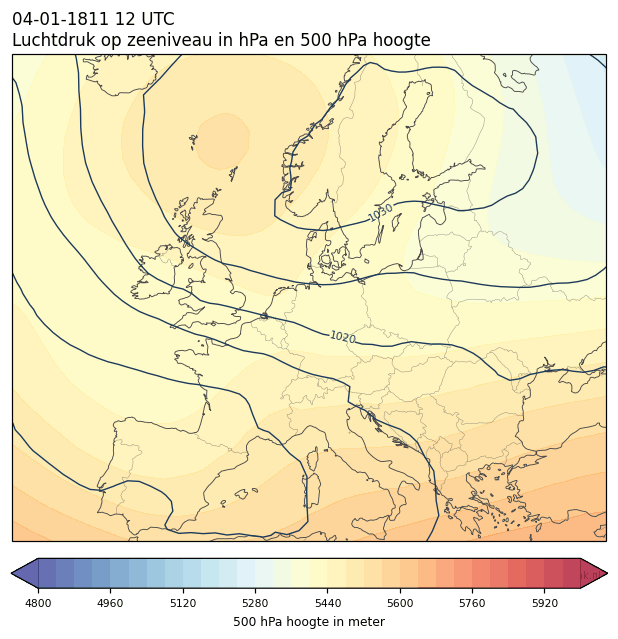 Weerkaart van 4 januari 1811 om 12 UTC