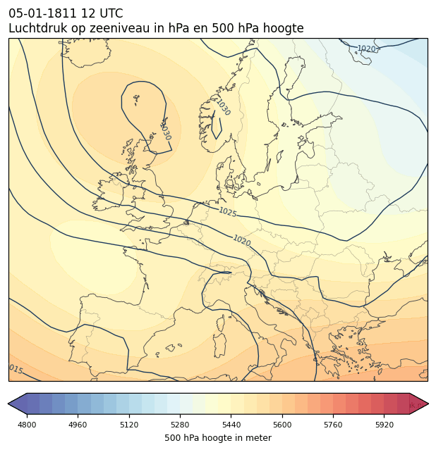 Weerkaart van 5 januari 1811 om 12 UTC