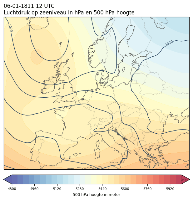 Weerkaart van 6 januari 1811 om 12 UTC
